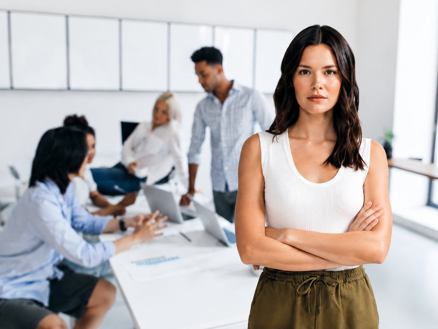 Business leader working with a team
